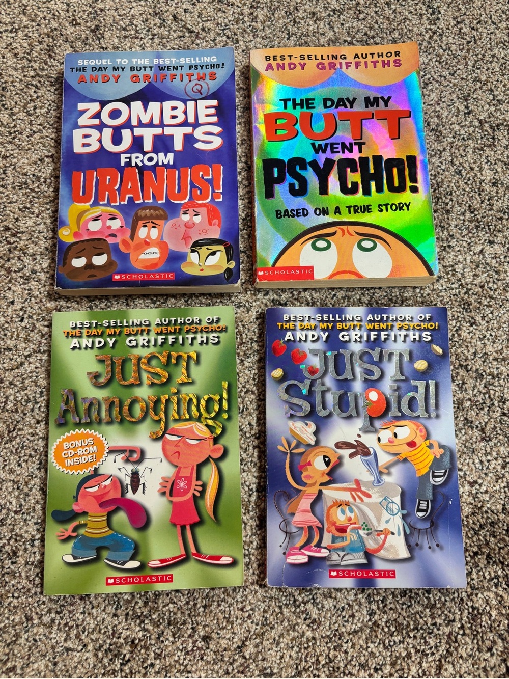 Andy Griffiths 4-Book Lot including Butt Series! Scholastic Paperbacks Kid Humor